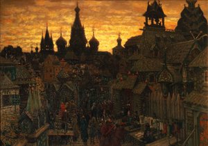 古代莫斯科。 1900年Kitay-gorod街，1900年 作者 阿波利纳里（Apollinari Mikhailovich Vasnetsov）