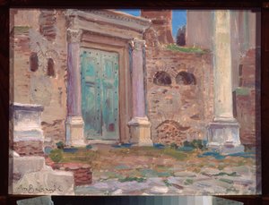 Le temple de Janus a Rome (Italie) (罗马的雅努斯神庙) - Oeuvre de Appolinari Mikhaylovich Vasnetsov (1856-1933), huile sur carton, art russe 19th siecle - N Yaroshenko Art Museum, Kislovodsk (Russie) 作者 阿波利纳里（Apollinari Mikhailovich Vasnetsov）