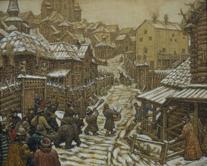 熊训练师。老莫斯科，1911年 作者 阿波利纳里（Apollinari Mikhailovich Vasnetsov）