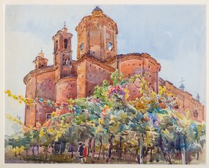 圣尼古罗教堂（纸面水彩画） 作者 阿尔坎吉洛·萨尔瓦拉尼