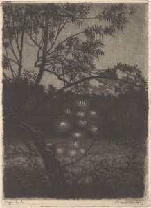 有发光树的花园 作者 Arend Hendriks（艺术家签名）