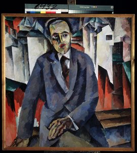 执政官亚历山大-泰罗夫（1885-1950 年）肖像》（Portrait of the Regisseur A. Tairov）。阿里斯塔赫-瓦西里耶维奇-伦图洛夫（1882-1943 年）的画作，布面油画。俄罗斯艺术，20 世纪前卫艺术。圣彼得堡俄罗斯国家博物馆。 作者 阿里斯塔克（Aristarkh Vasilievic Lentulov）