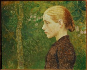 阿里斯蒂德·梅洛尔（Aristide Maillol）-《农民女孩的半身像》，1891年，布面油画，46×55厘米 作者 阿里斯蒂德·马约尔