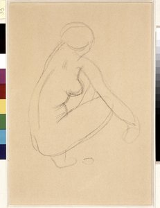 裸蹲。 阿里斯蒂德·马约尔 (1861-1944) 的绘画。 铅笔在纸上。 尺寸：32x23cm。 坎蒂尼博物馆，马赛 作者 阿里斯蒂德·马约尔