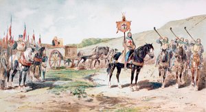 十字军在十一世纪的游行中，用马拉的货车，1886年