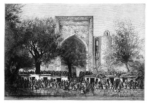1895年，乌兹别克斯坦布哈拉清真寺前的集会。