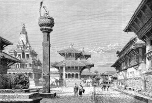 尼泊尔帕坦的寺庙，1895年。