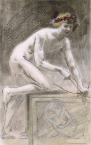 爱神（纸上的木炭） 作者 阿曼德·拉森福斯