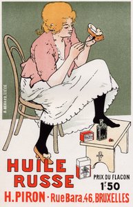 生活方式。 时尚。 俄油，修鞋。 比利时 Armand Rassenfosse 的海报，约 1895 年（海报） 作者 阿曼德·拉森福斯