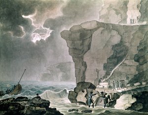 1804年1月16日在迪耶普附近Biville悬崖的Cadoudal事件中的同谋登陆（wc在纸面上） 作者 Armand de Polignac