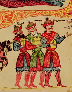女士404 f.1v The Three Magi，详细信息来自12-14世纪的耶稣诞生