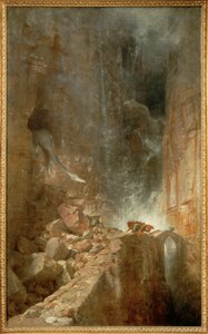 Ein Drache in einer Felsenschlucht - 岩石峡谷中的龙......（布面油画） 作者 阿诺德·伯克林