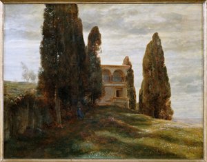 Italienische Villa im Fruehling - 春日里的意大利别墅......（布面油画） 作者 阿诺德·伯克林