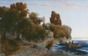 在海边防御（在城堡的谋杀）。 1859年 作者 阿诺德·伯克林