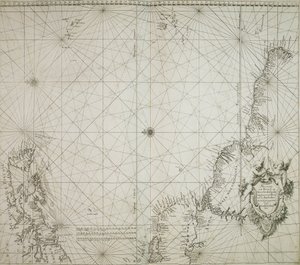 雅各布-科洛姆的《Atlas of welts-water-deel en des selfs zee-custen 》中装订的巴西地图 作者 阿诺德·科洛姆
