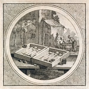 Stichtelyke Zinnebeelde 提供的西洋双陆棋具和棋手 作者 阿诺德（Arnold Houbraken）