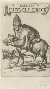 猪身上的教皇
扉页为J. Lydius，Laetsten duyvels-dreck，1687 年 作者 西蒙·翁德·德·林德