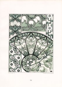 绿色调水果图案（石版印刷）