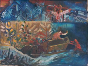 搬运病人，c.1940（布面油画） 作者 阿诺德·彼得·薇兹·库宾坎