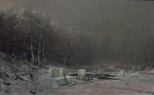 冬季。碎冰