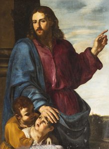 基督祝福孩子们 让小孩子到我这里来，约1629-1630年。 作者 蒿（Artemisia Gentileschi）