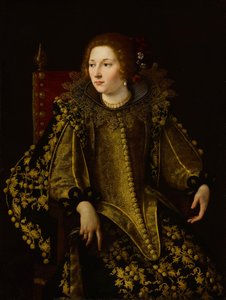 意大利文：Ritratto di una donna seduta (signora Caterina Savelli) 一位坐着的女士的肖像（Caterina Savelli 女士？） 作者 蒿（Artemisia Gentileschi）