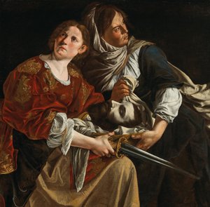 朱迪与霍洛芬尼的头和一个仆人。 作者 蒿（Artemisia Gentileschi）