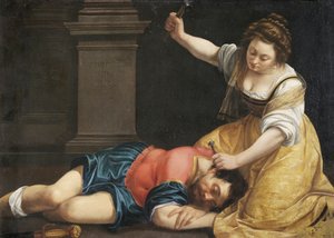 Yael tuant Sisera - Jael and Sisera by Gentileschi, Artemisia (1598-1653), c. 1620 - 布面油画, 86x125 - Szepmuveszeti Muzeum, Budapest