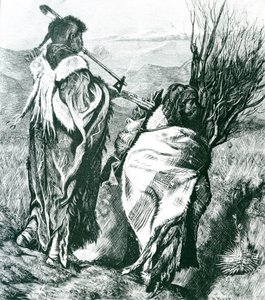 Hiawatha 和 Minne-Ha-Ha，由 Joseph Swain (1820-1909) 雕刻，1870 年（雕刻）（黑白照片） 作者 亚瑟·博伊德（后）霍顿