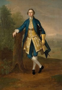 一个穿蓝衣服的人的肖像，1785年。 作者 亚瑟·戴维斯（Arthur Devis）
