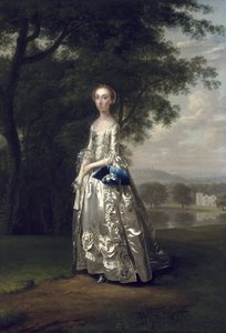 一位夫人的画象风景的，1750 作者 亚瑟·戴维斯（Arthur Devis）