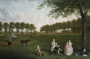 邵逸夫爵士和他的家人在肯特郡Eltham Lodge的公园里，1761年 作者 亚瑟·戴维斯（Arthur Devis）
