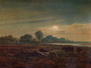 月光下的河景与牛，1879年，1935年