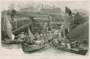 在去Henley的路上 -  Cookham Lock的一个场景 作者 亚瑟·霍普金斯