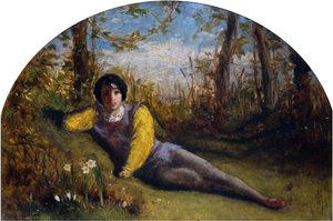年轻的诗人--油画研究，1849年。 作者 亚瑟·休斯