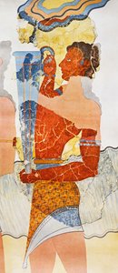 克诺索斯米诺斯宫殿中描绘捧杯人的壁画复制品
