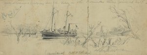 美国海军库里塔克号和拖船塞斯-洛号，1862 年，帕蒙基河上