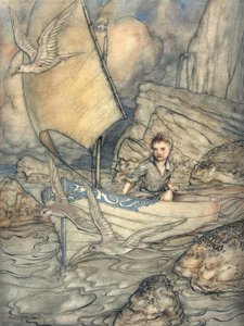 童年的未来，来自生命的春天：童年诗由Algernon Charles Swinburne，1918年（笔和墨水和纸上的wc） 作者 亚瑟·拉克汉姆（Arthur Rackham）