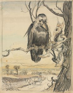 松鼠和乌鸦 作者 亚瑟·拉克汉姆（Arthur Rackham）