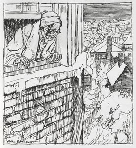 一个男人看着窗外 作者 亚瑟·拉克汉姆（Arthur Rackham）