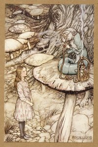 来自卡特彼勒的建议，来自Alices Adventures in Wonderland，作者：Lewis Carroll，pub.1907 作者 亚瑟·拉克汉姆（Arthur Rackham）