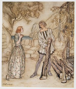 唉，现在，祈祷你，工作不那么努力，来自William Shakespeares The Tempest，pub的插图。 1926年 作者 亚瑟·拉克汉姆（Arthur Rackham）