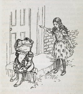爱丽丝和一只装扮成男仆的青蛙 作者 亚瑟·拉克汉姆（Arthur Rackham）