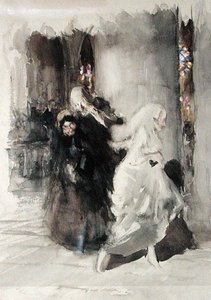 在婚礼上（纸上水彩） 作者 亚瑟·拉克汉姆（Arthur Rackham）