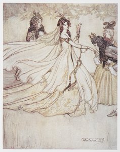 穿着舞会礼服的灰姑娘（Aschenputtel）。 作者 亚瑟·拉克汉姆（Arthur Rackham）