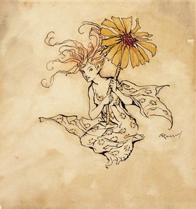 Daisy Fairy，来自肯辛顿花园的Peter Pan的插图，作者JM Barrie，1912年出版（钢笔，墨水和纸张） 作者 亚瑟·拉克汉姆（Arthur Rackham）