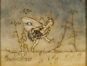 仙女，“仲夏夜之梦”中的插图，由Heinemann出版，1908年（钢笔，墨水和纸张在纸上） 作者 亚瑟·拉克汉姆（Arthur Rackham）
