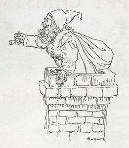 圣诞老人爬下烟囱 作者 亚瑟·拉克汉姆（Arthur Rackham）