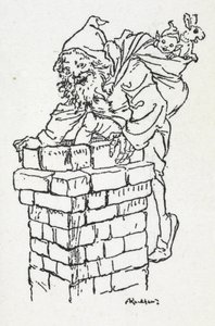 Father Christmas climbing down a chimney with a sack of gifts   1454019   zh       chinese Successfully Translated  Original: A View of Cessford and the Village of Caverton, Roxboroughshire in the Distance Translat: A View of Cessford and the Village of Ca 作者 亚瑟·拉克汉姆（Arthur Rackham）