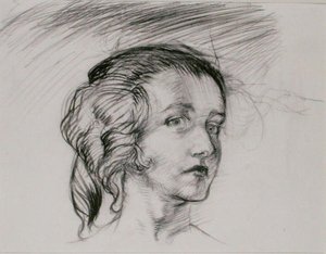 女孩的头（纸上铅笔画） 作者 亚瑟·拉克汉姆（Arthur Rackham）
